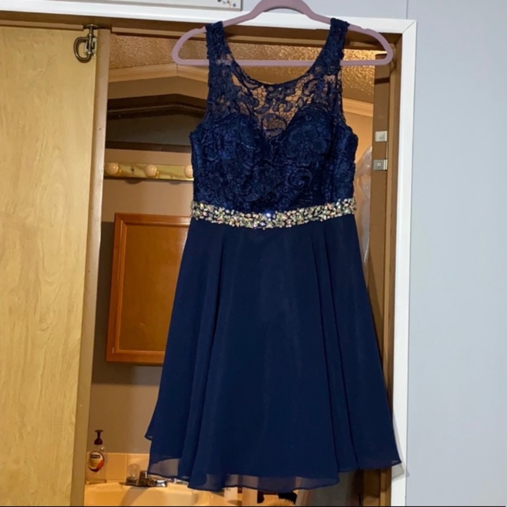 Blue lace formal dress